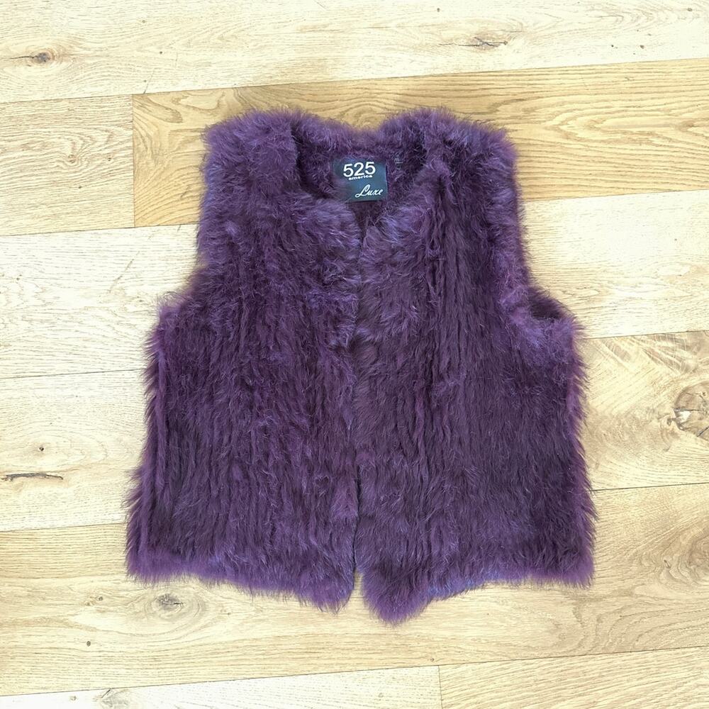 525 America Luxe - Rabbit Fur Sleeveless Vest in Deep Purple